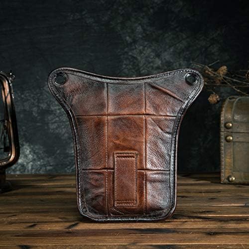 Le'aokuu Mens Genuine Leather Messenger Shoulder Bag Waist Bag Pack Drop Leg Bag Motorcycle 833