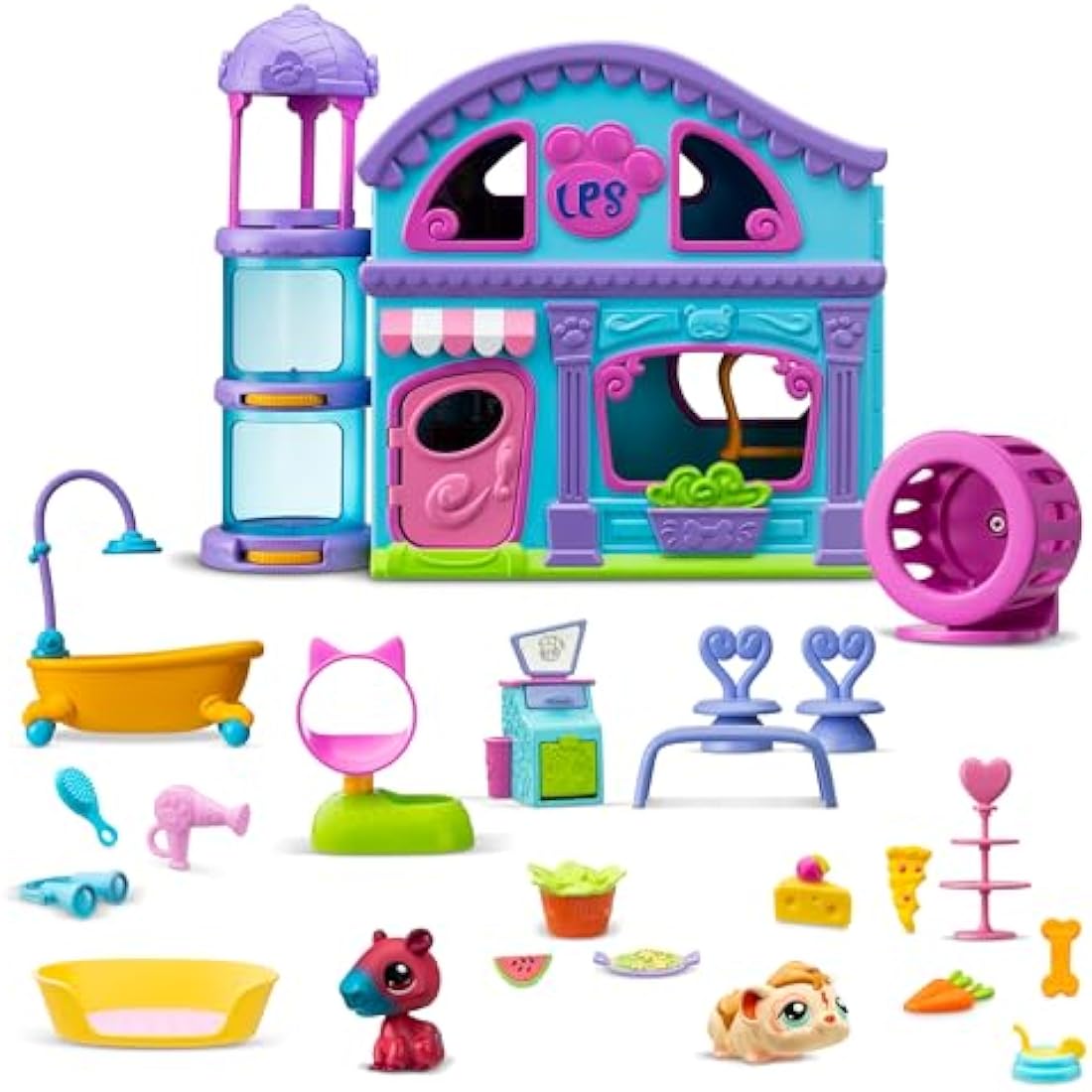 Littlest Pet Shop Series 2 Pet Shop Playset | LPS Playset With 2 Pet Mini Figures 20 Accessories 1 Collector Card And 1 Virtual Code | Animal Collectable Kids Toys For Girls And Boys