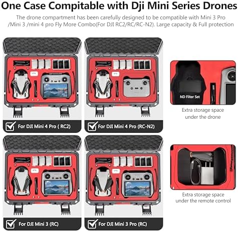 STARTRC Dual Layer Hard Case for DJI Mini 4 Pro, Waterproof Pressure Resistant Carrying Case for DJI Mini 4 Pro Accessories - Fits for DJI RC 2/RC-N2
