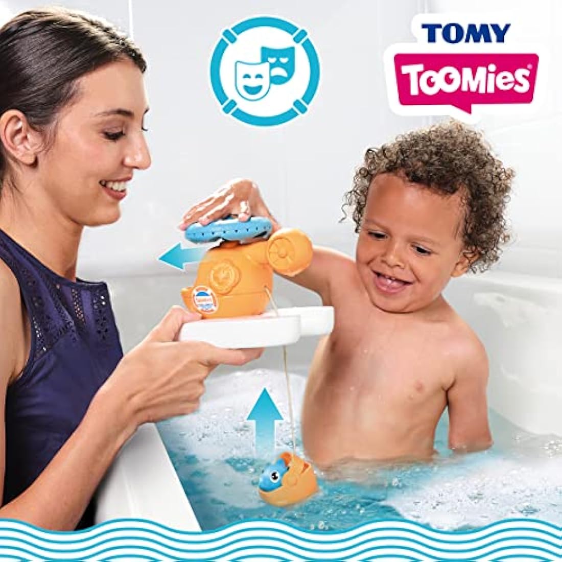 Toomies E73305C Splash & Rescue Helicopter Water Spinning Bath Floating Toy with Squirting Pilot – Rescue Bucket & Dolphin with Pouring Action – Suitable from 12 Months