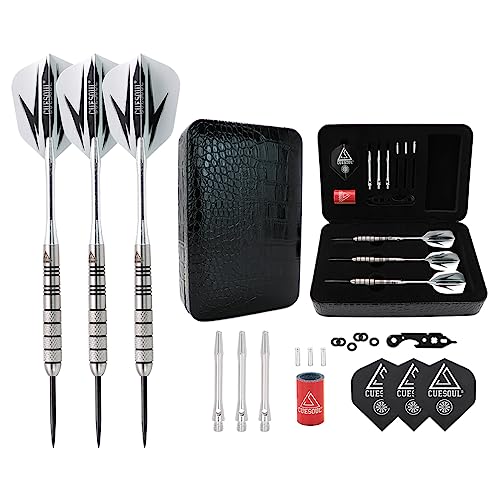 CUESOUL 28 Grams Tungsten Steel Tip Darts Set 95% Tungsten with Luxury Case(CSTSTD028-28L)