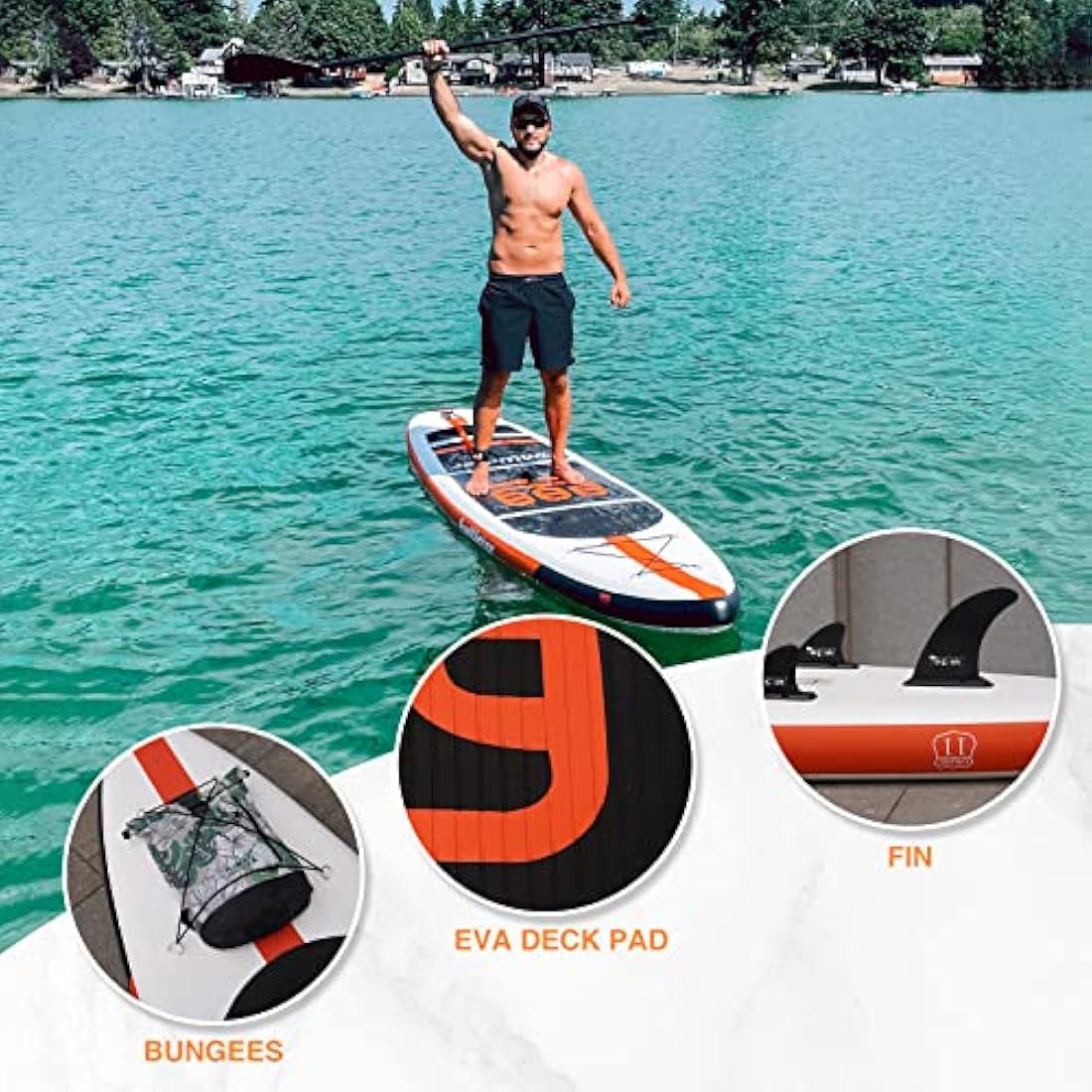 FunWater SUP Inflatable Stand Up Paddle Board Ultra-Light with Inflatable Board,ISUP Accessories,Three Fins,Adjustable Paddle, Pump,Backpack, Leash.