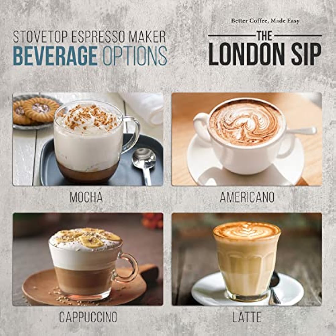 The London Sip Stainless Steel Induction Stovetop Espresso Maker - Make Cafe Quality Italian Style Coffee at Home with This Premium Moka Pot in Modern Chrome Company. (Silver, 3 Cup)