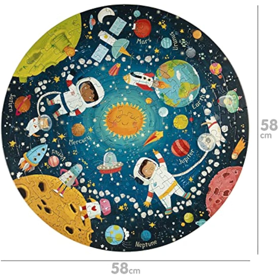 Boppi puzzles for 5+ year olds / 150 Piece Round Circle Space Jigsaw Puzzles for Kids Aged 5-8 Made with 100% Recycled Card – Space