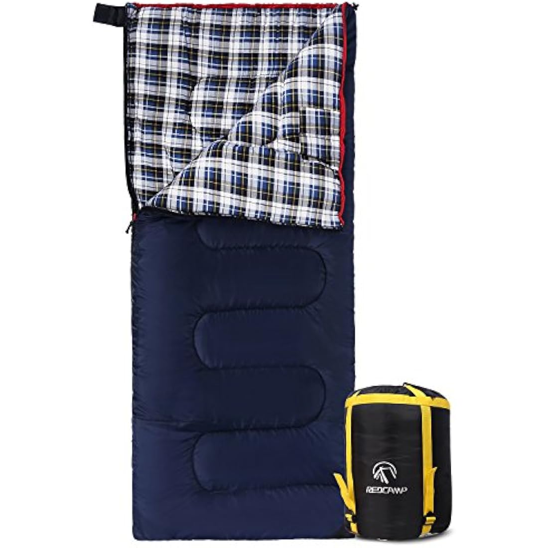 REDCAMP Cotton Flannel Sleeping Bags for Camping, 3-Season Warm and Comfortable Adult Sleeping Bag, Envelope with 2/3/4lbs Filling