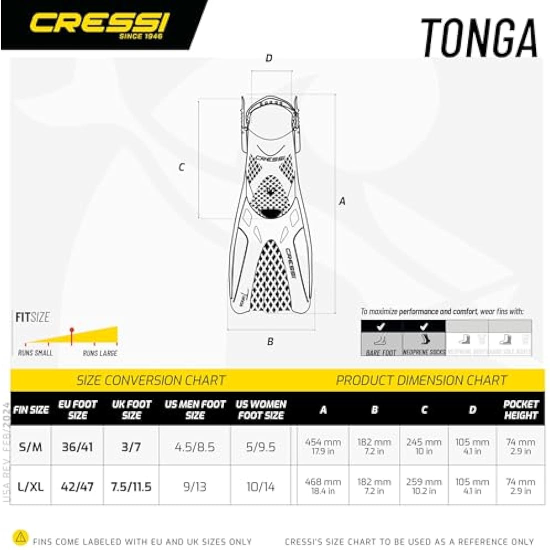 CRESSI Tonga Fins/Set - Lightweight Adjustable Short Fins with Open Heel or Set of Fins + Full Face Mask with Wide Vision Baron, Ideal for Snorkeling, Swimming, Adults