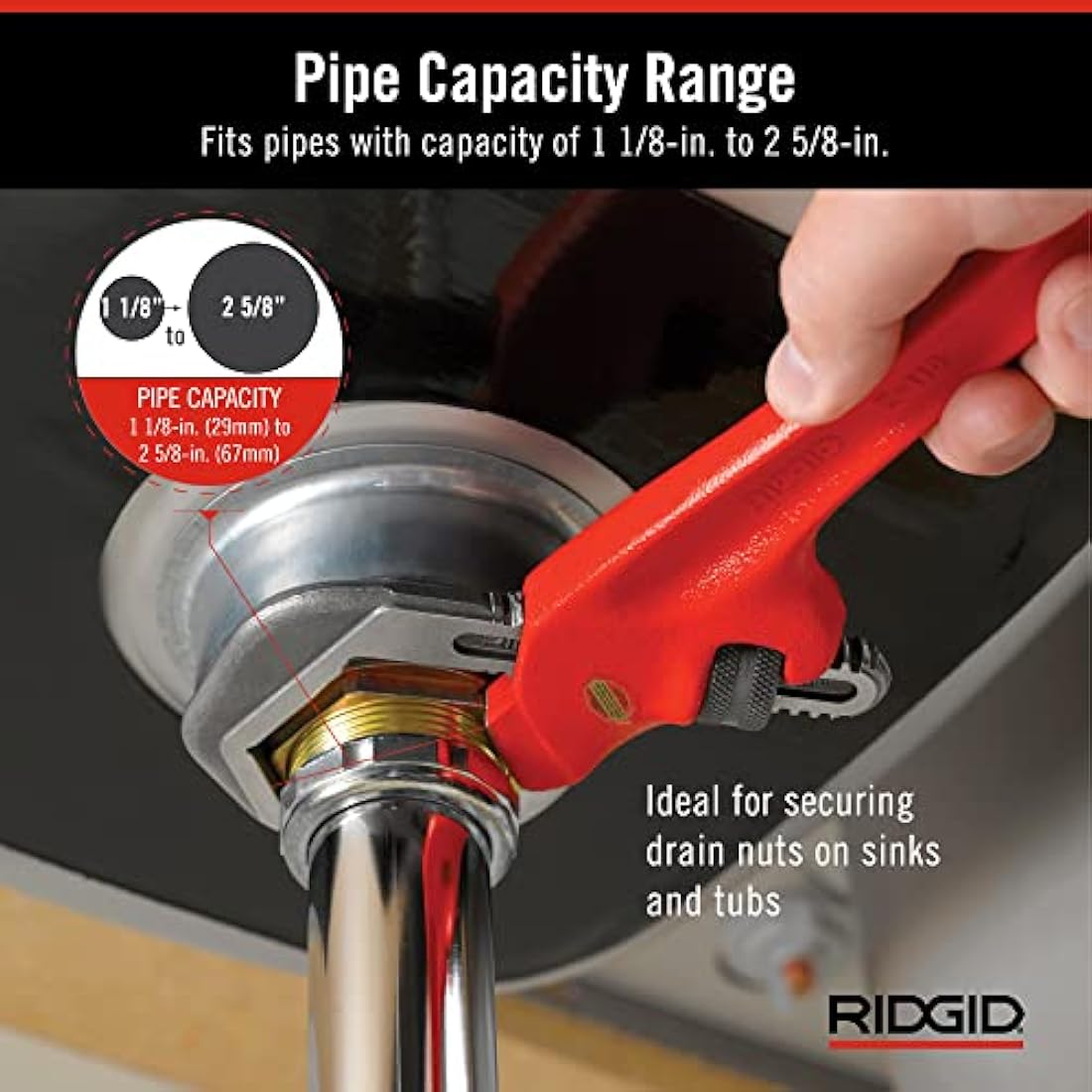 RIDGID 31305 Model E-110 Hex Wrench, 9-1/2-inch Offset Hex Wrench,Red, Black