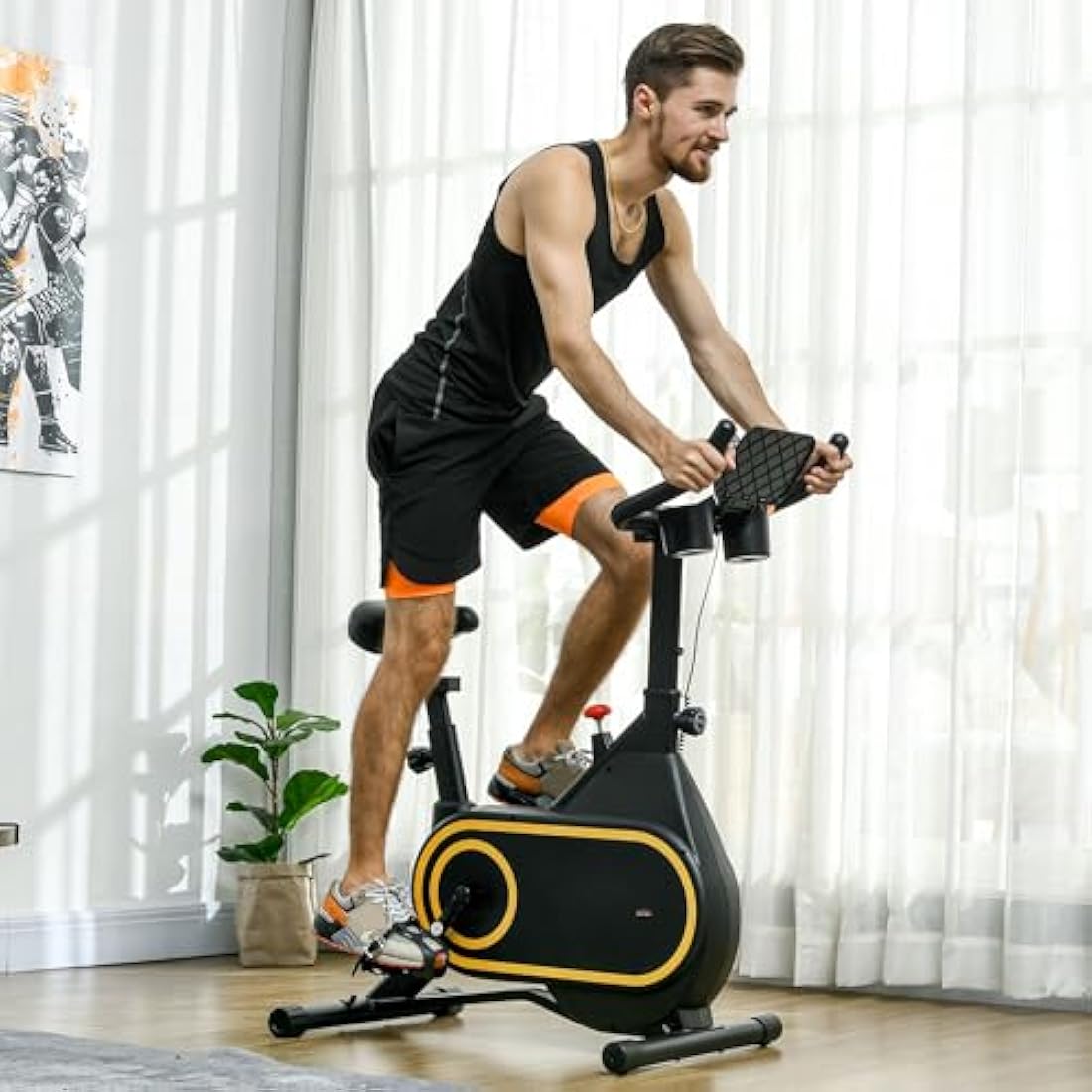SPORTNOW Exercise Bike, Magnetic Indoor Cycling Bike, 264lbs Weight Capacity Stationary Bike, with Silent Flywheel, LCD Display, Bottle/Tablet Holder, Comfortable Seat, for Home Cardio Workout