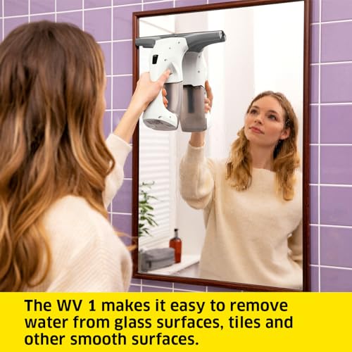 Kärcher WV 1 Window Vac, Condensation Removal, Battery Running Time: 20 min, LED Display for Battery Status, Dirty Water Tank: 100 ml, Weight: 0.5 kg