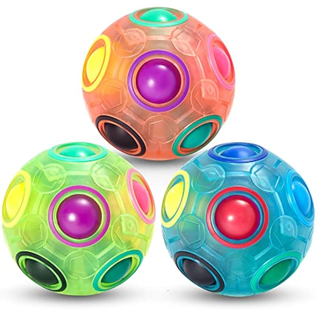 Vdealen Magic Rainbow Puzzle Ball- Fidget Ball 3D Puzzle Stress Reliever Brain Teaser Travel Toy- Birthday Party Easter Christmas Stocking Fillers Gift Toy for Kids Teens Adults- 3 Pack