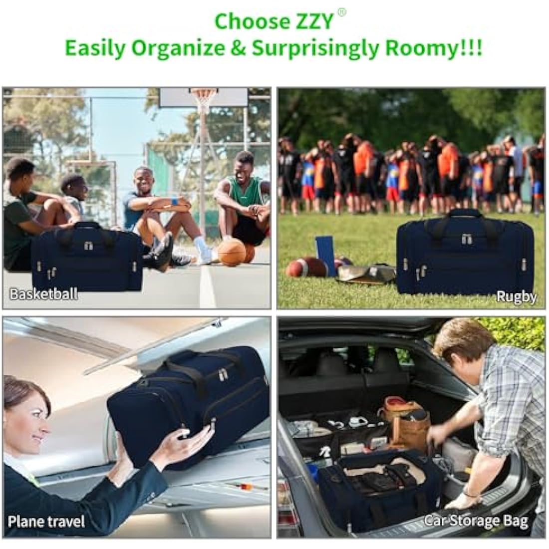 Sport Holdall Duffle Bag Gym Duffle Bag with Shoulder Strap Overnight Weekender Bag for Men and Women (Navy Blue, 40L)