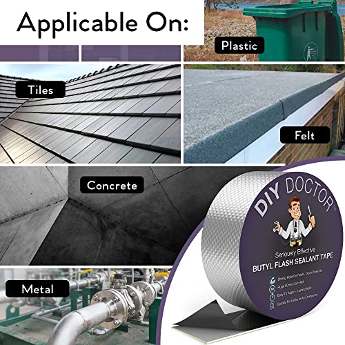 DIY Doctor Waterproof Tape for Leaks - Butyl Roof Sealant Tape - Outdoor Waterproof Repair Tape with Aluminium Foil – 50mm x 5m