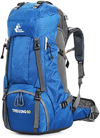 Bseash 60L Waterproof Hiking Camping Backpack with Rain Cover, Lightweight Outdoor Sport Travel Daypack Rucksack for Climbing Skiing