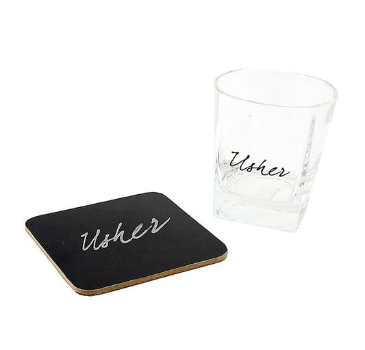 Whisky Glass Tumbler & Coaster Usher Gift Set The Leonardo Collection