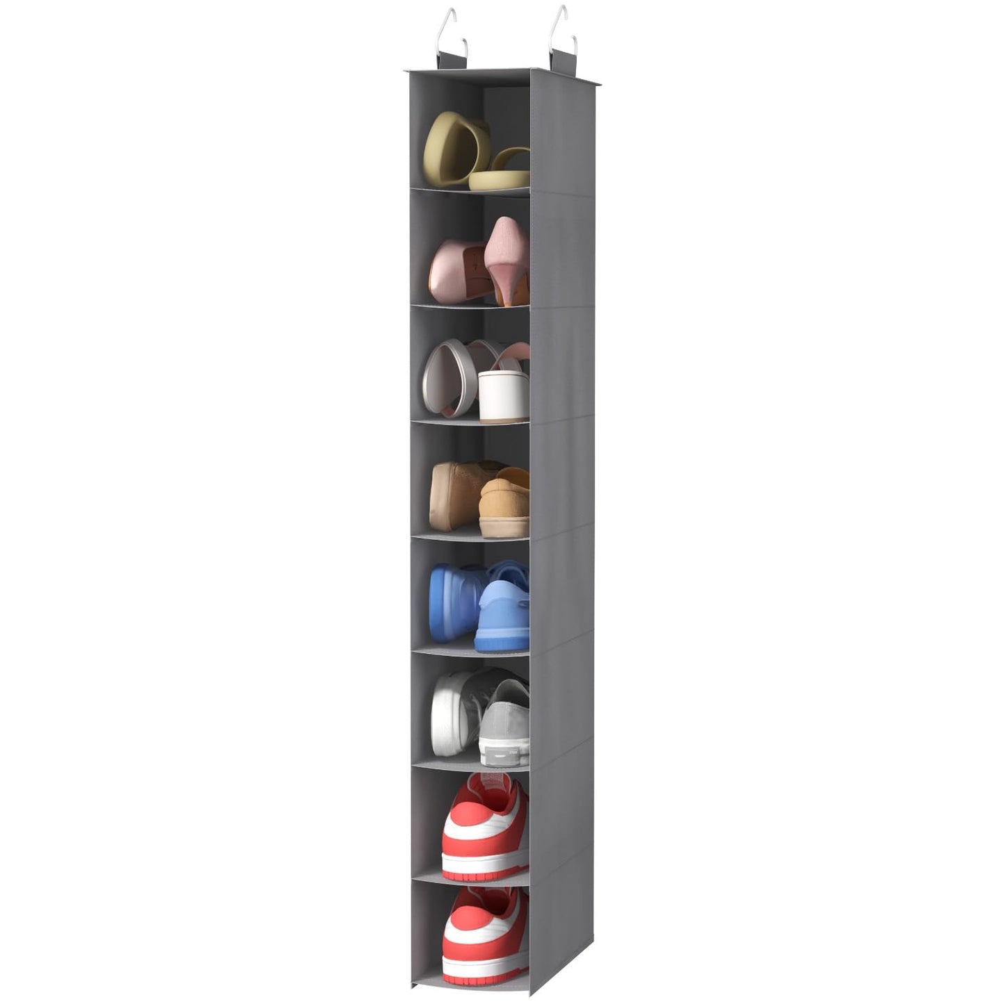 Lifewit 8 Section Hanging Shoe Organizer for Closet, Foldable Fabric Shoes Storage with Two Sturdy Hangers, Closet Organizers and Storage for Shelves