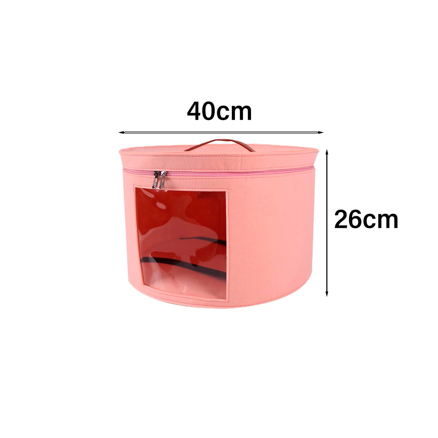 DYOUen Hat Boxes Hat Storage Box Felt Round Hat Box Foldable with Carry Handle and Clear Window for Wardrobe Organization, Travel,Dustproof (pink)