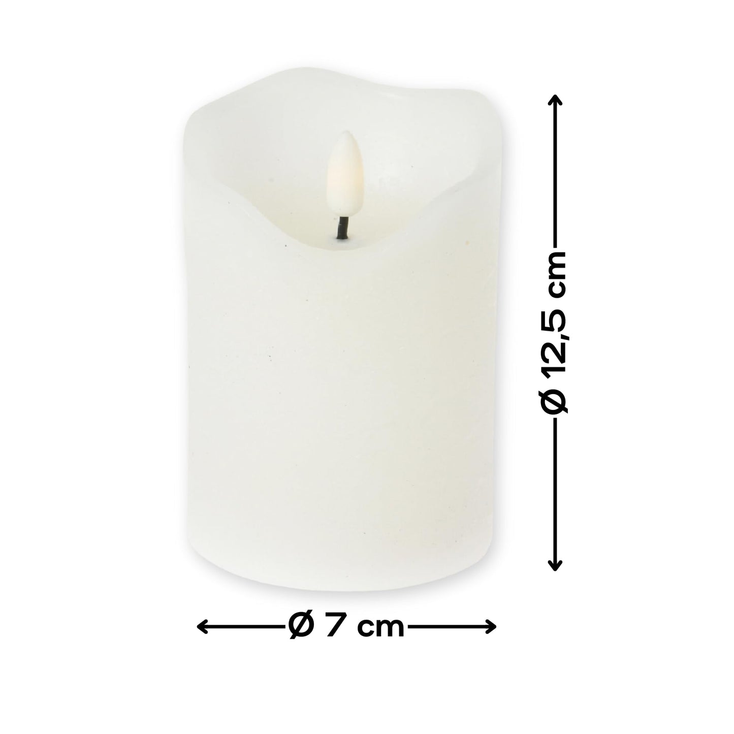 ToCi LED Candles White Diameter 7 x 12.5 cm - Set of 4 with Black Wick and Timer - 4 Flameless Real Wax Candles - Advent Candles Grave