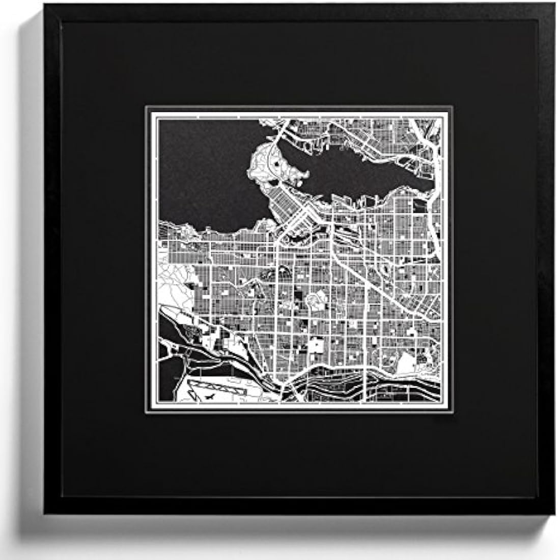 Vancouver Paper Cut Map White 30x30 cm Paper Art
