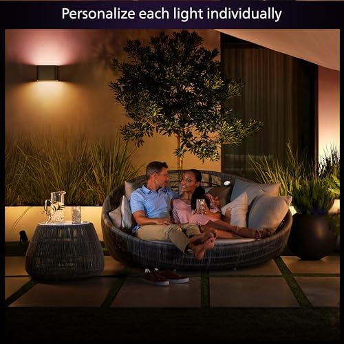 Philips Hue White and Colour Ambiance Dymera Smart Indoor and Outdoor Wall Light, White and Colour Light, Hue Bridge Required for Outdoor Use, Voice Control with Alexa, Apple Home, Google Assistant