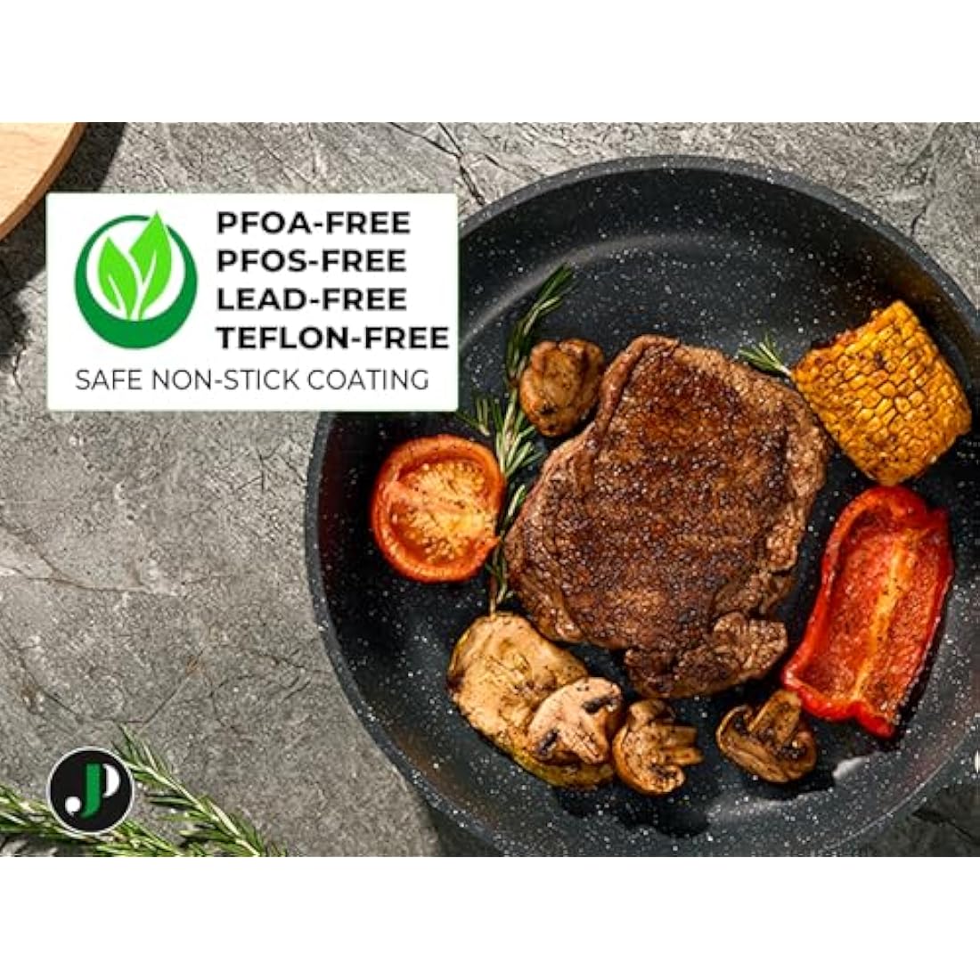 Just Perfecto Pots and Pans Sets Non Stick, Induction Hob Pan Set of 15 pcs, Saucepan Set, Non Stick Frying Pan Set with Lid Stock Pot, Deep Frying Pan, Pots and Pans Set Hob Granite Cookware Set