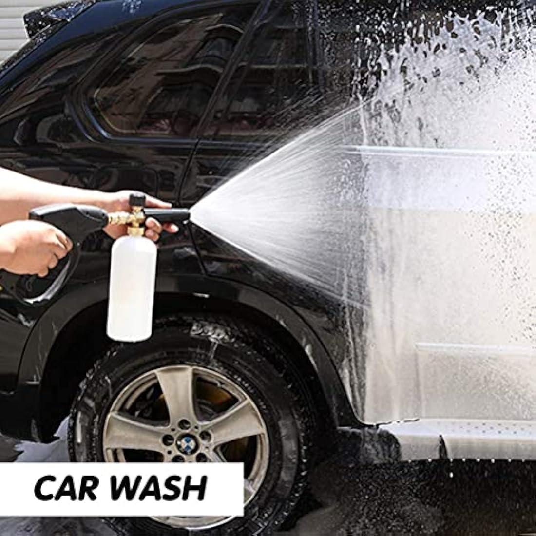 YUET Snow Foam Gun Lance Cannon Pressure Washer 1 L Jet Bottle Adjustable Soap Generator Pot Dispenser Foamer Hose with Sprayer Nozzle for Karcher K2 K3 K4 K5 K6 K7 Kärcher Series (Brass Connector)