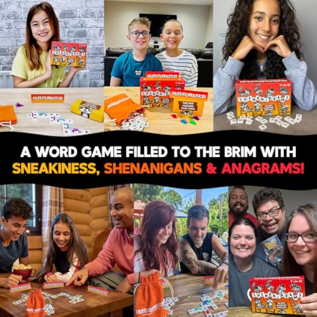 Shenanigrams – The Mega-Mischievous Word Game! A Super Fun & Fast Family Party Game for Kids, Teens & Adults - Great for Travel & Family Board Games Night