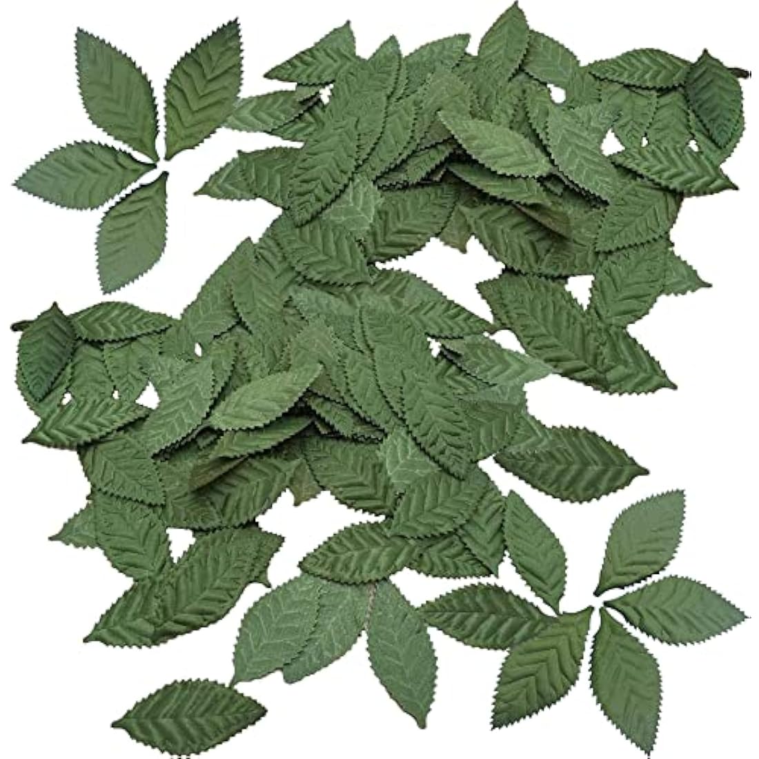 Woohome 150 PCS Artificial Silk Green Leaves Fabric Fake Leaves Green Artificial Leaves Silk Rose Leaves for Crafts Scrapbooking Floral Arrangements Home Kitchen Wedding Party Decorations