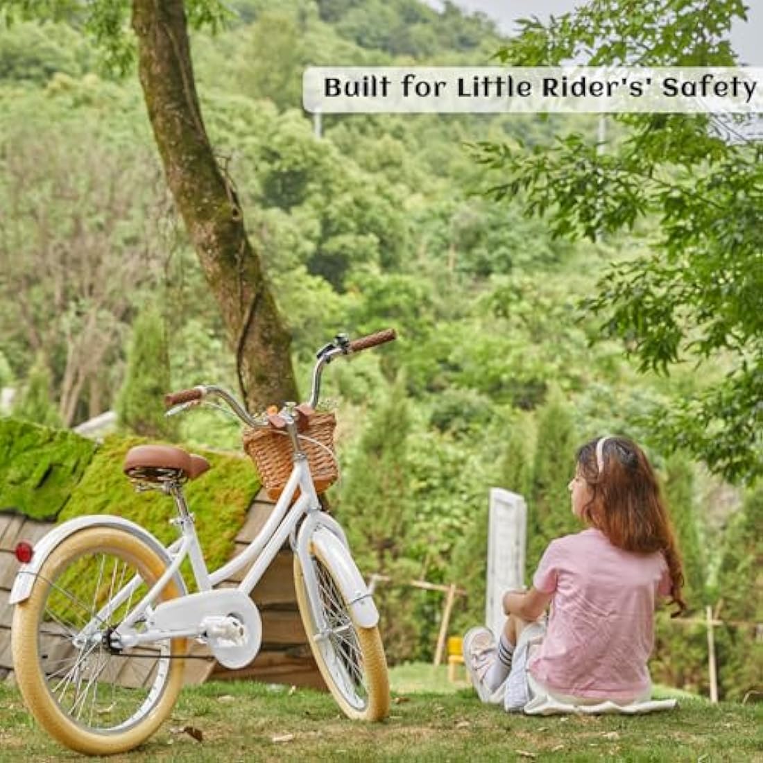 Glerc Little Molly 20 Inch Kids Retro Girls Bike for 2-13 Year Old with Wicker Basket & Stabilisers/Kickstand, Multiple Colors