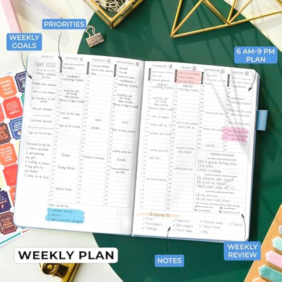 Legend Planner Hourly Schedule – Weekly & Daily Organizer with Time Slots. Appointment Book Journal for Work, Undated, A5 (Periwinkle)