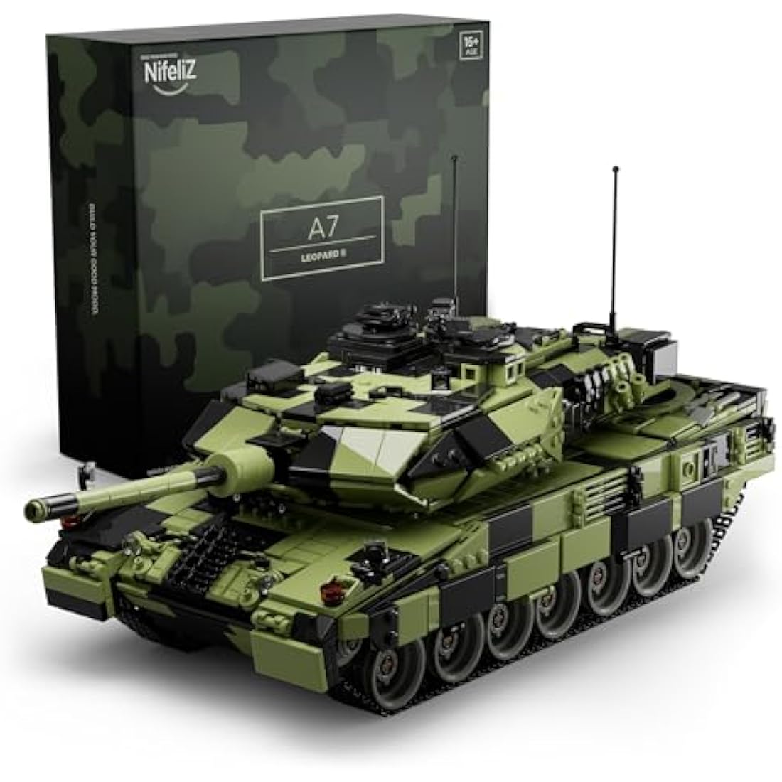 Nifeliz Leopard II A7 Tank, WW2 Military Tank Building Set, Collectible Army Model to Build and Display, Adult Gift Ideal for Military Enthusiasts (2068 PCS, NF10269)