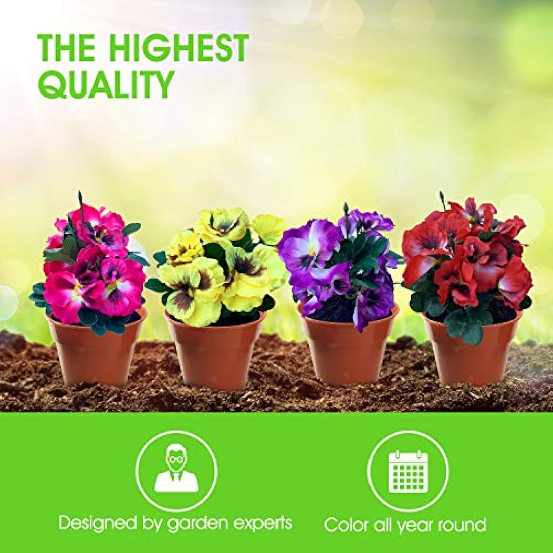 Garden 365 Artificial Pansy Flowers - Fake Plants for Outdoor or Indoor Use - Faux Flower Decorations with Fade Resistant Colour - POTS NOT INCLUDED (5 Pack - Red)