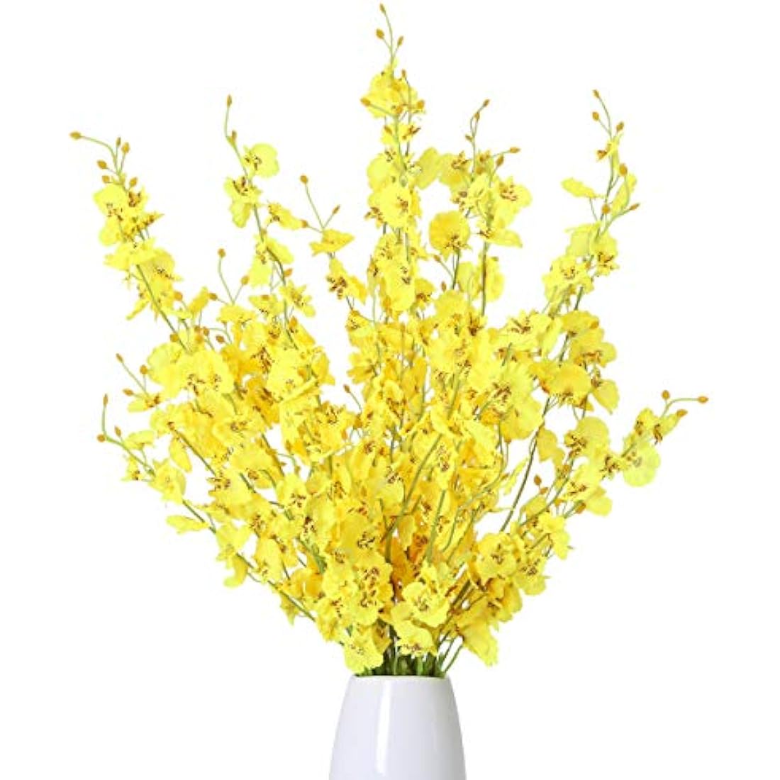 Kisflower 12Pcs Yellow Artificial Dancing Orchids Gypsophila Cherry Blossom Flowers for Home Decoration