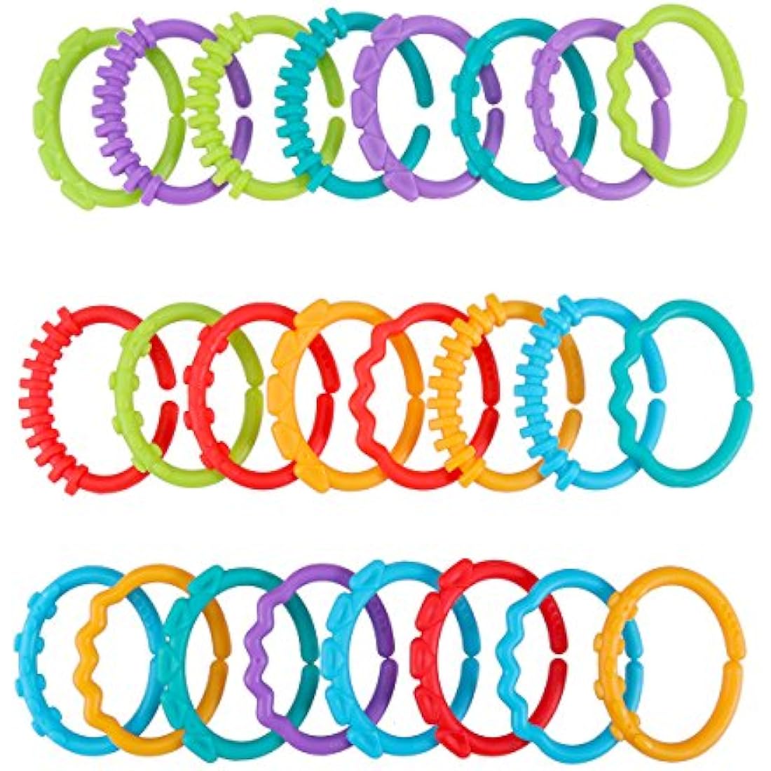 YeahiBaby 24pcs Baby Teether Ring Link Rings Toys Infant Links Rattle Strollers Crib Travel Toys