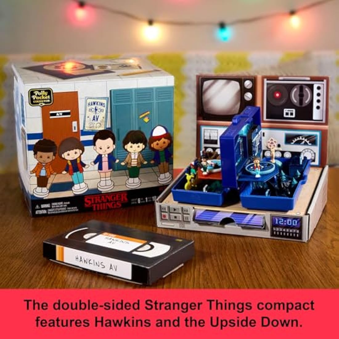 Polly Pocket Collector Playset, Stranger Things Compact with 6 Special Edition Character Dolls and 10 Accessories, HWP22