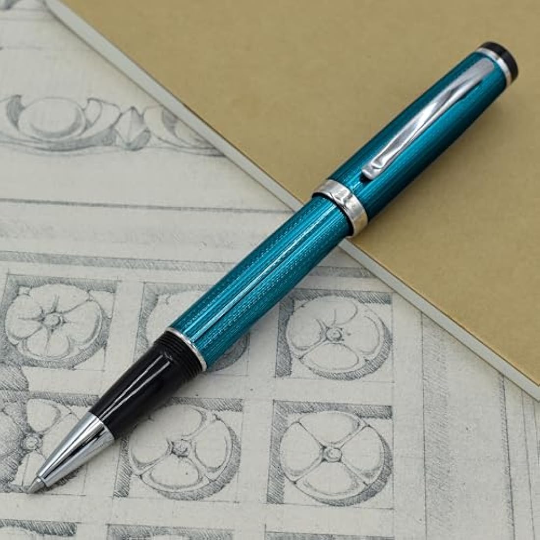 Xezo Incognito Rollerball Pen, Fine Point. Deep Blue Layered Lacquer with Pure Platinum Plating. Handcrafted, Limited Edition, Serialized