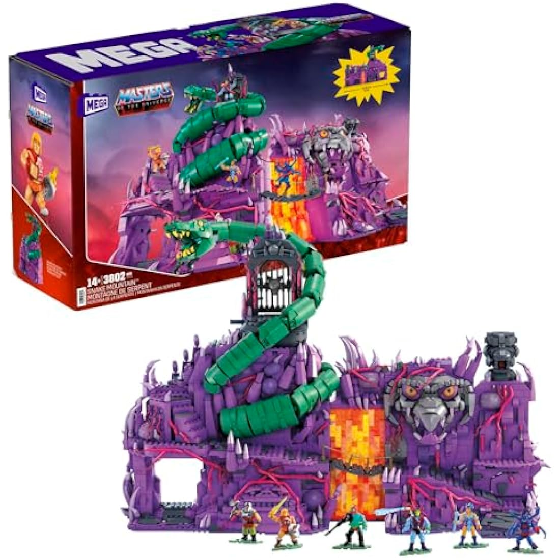 MEGA Masters of the Universe Snake Mountain Collector Set, Building Toys for Adult Builders and MOTU fans, ages 14+, HHD16