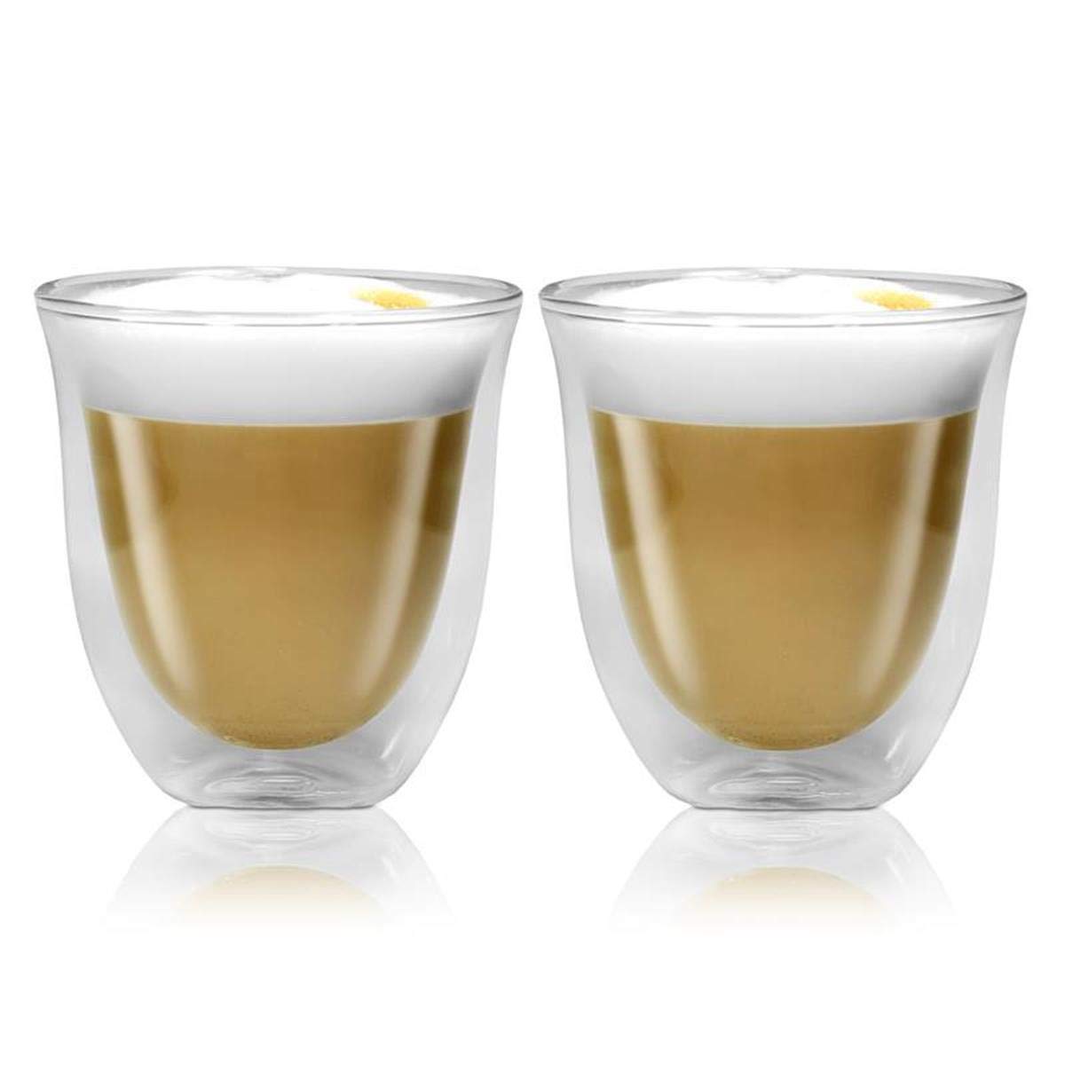 De'Longhi 5513296661-DLKC301 Delonghi DLKC301 Creamy Collection Double Walled Thermo Cappuccino Glasses, Set of 6, Dishwasher Safe,Clear, 270