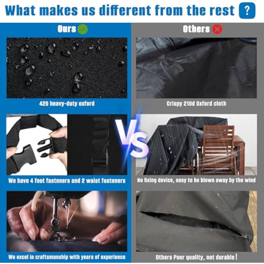 SIRUITON 120x120x74cm Cube Garden Furniture Cover,Heavy Duty Waterproof 420D Oxford Fabric Patio Set Protector with Air Vent,Rattan Cube Garden Table Cover(Square Black)