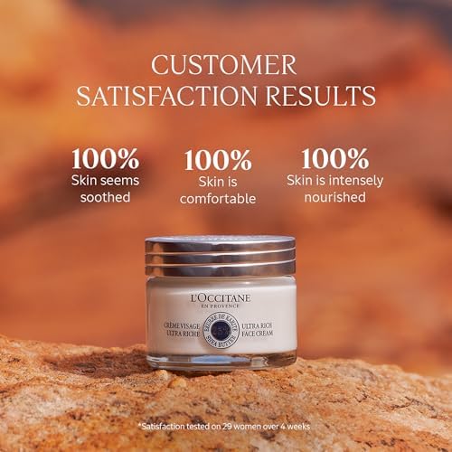 L'OCCITANE Shea Ultra Rich Comforting Face Cream 50ml, Enriched with 25% Shea Butter, Vegan & 97% Readily Biodegradable, Clean & Premium Beauty Skincare for All Skin Types, 72 Hour Moisturisation