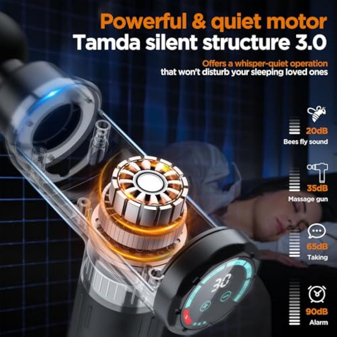 Massage Gun Deep Tissue, Portable Muscle Massage Device with 10 Massage Heads, 2025 Upgraded 30 Speeds Massager with LCD Touch Screen for Body Back Shoulder Muscle Relaxation