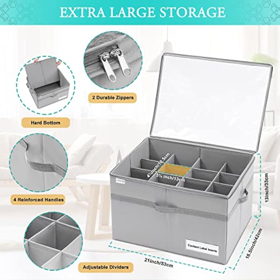 LUVHOMEE Shoe Organiser for Closet, Fits 16 Pairs, Large Shoe Box Storage Containers, Clear Foldable Shoe Storage Bins w/Bottom Support, Space Saving Shoes Holder w/Reinforced Handles, Grey