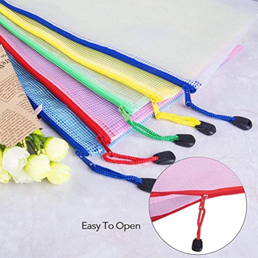 Vicloon Plastic Wallets A4, 10 Pcs A4 Zip Lock Bags Document Wallet Document Folders Plastic Pockets with Zipper for School Office Homework Travel Storage Bags
