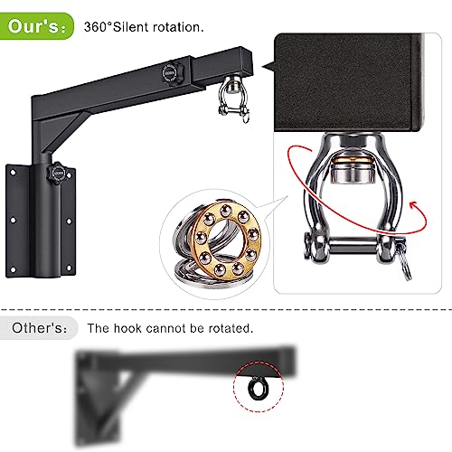 BeneLabel Punch Bag Bracket, Boxing Bag Wall Stand Frame Heavy Duty Speed Bag Hanger Silent Rotation with Adjustable 44-64cm Length & 33-45cm Height