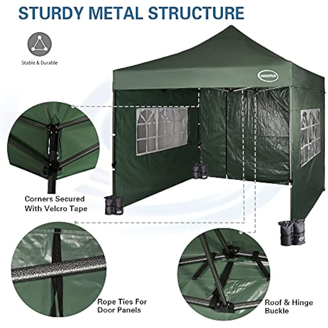 MAXIMUS® Heavy Duty Gazebo 3m x 3m commercial Gazebo Market Stall Pop Up Tent With 4 Sides (Green)