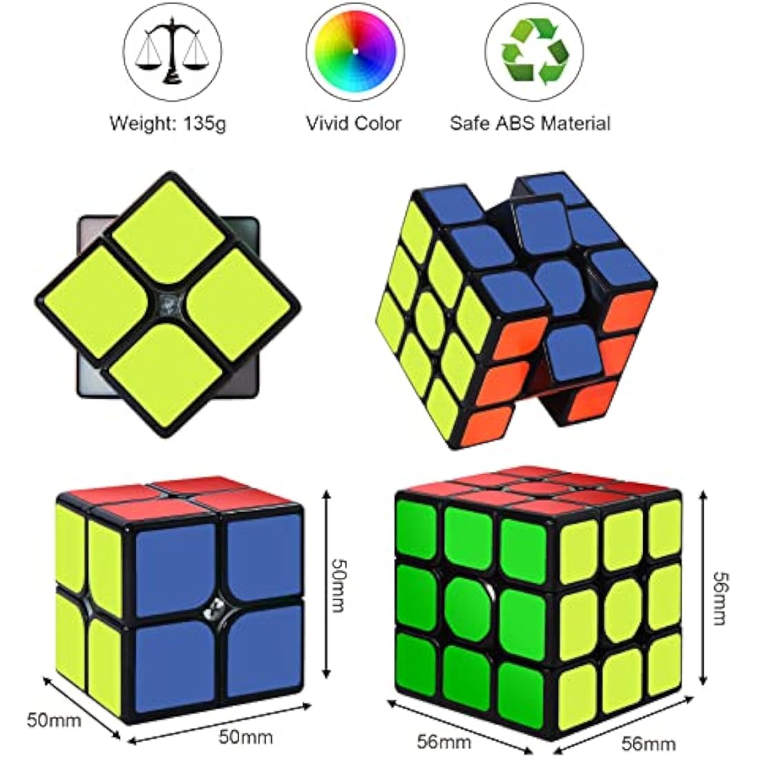 ROXENDA Speed Cube Set, 2X2 3X3 Speed Cube Original Fast Cube with Instruction (Original)