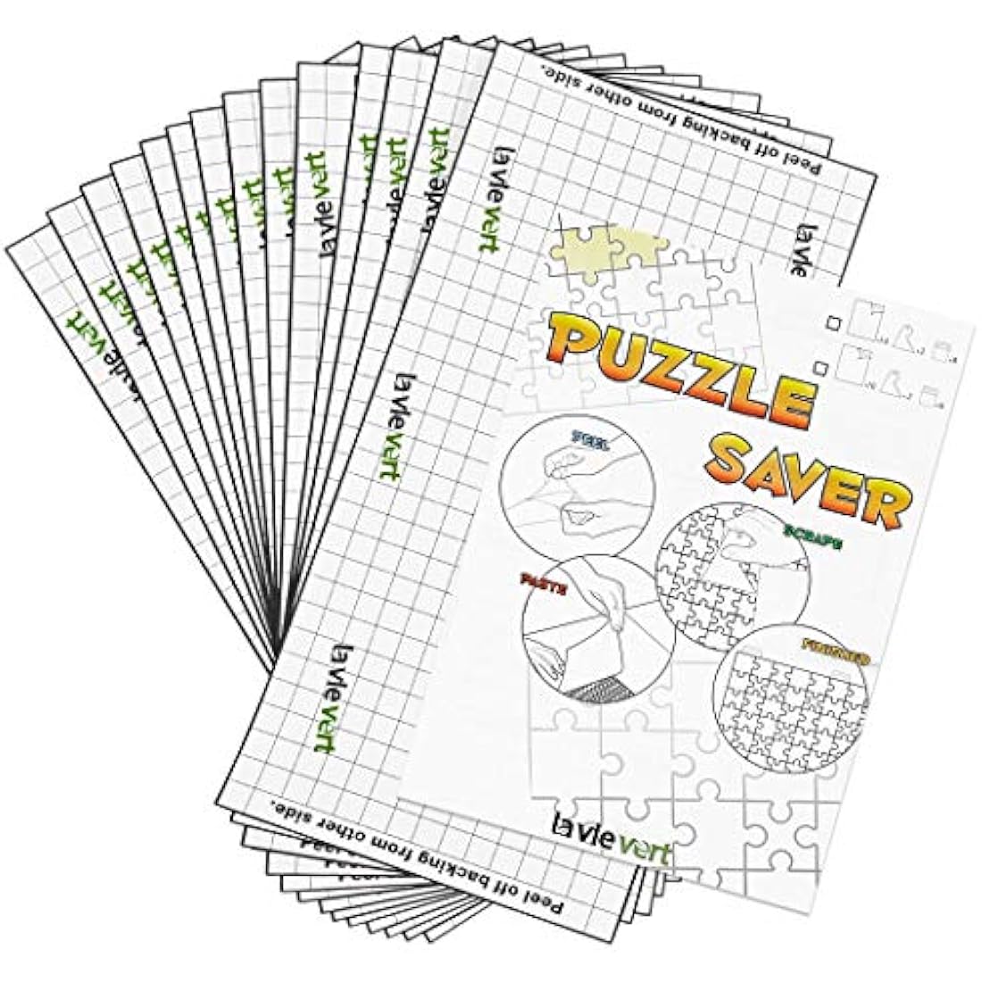 Lavievert Puzzle Saver Peel & Stick Adhesive Paper Jigsaw Puzzle Glue Best Way to Preserve Your Finished Puzzle - 14 Sheets