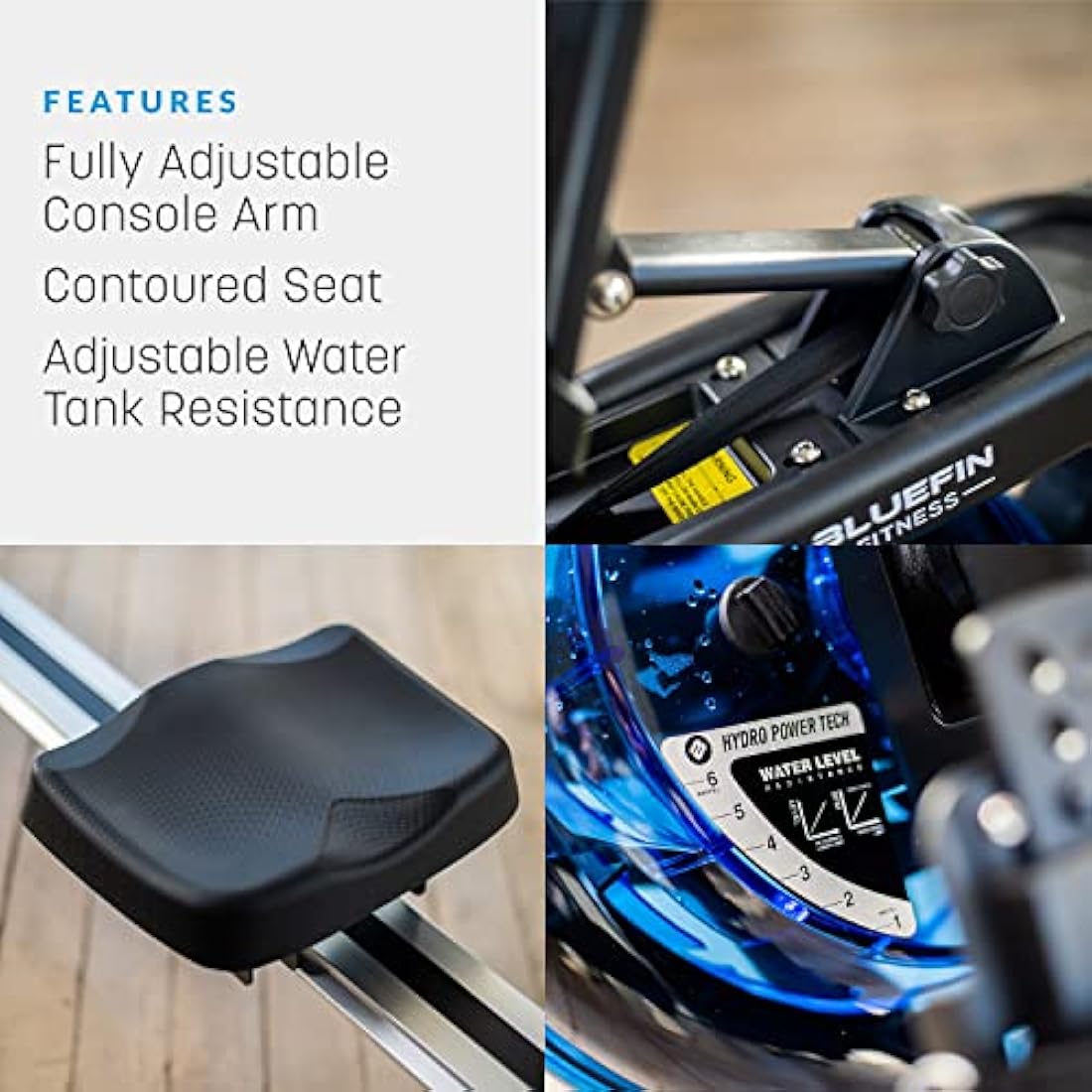 Bluefin Fitness Foldable Rowing Machine | Blade Aqua W-1 - Water Resistance Rower | Blade Aqua M-1 Water Resistance Rowing Machine | LCD Digital Fitness Console | App Integration | Home Gym Workout - Lose Weight and Build Muscle