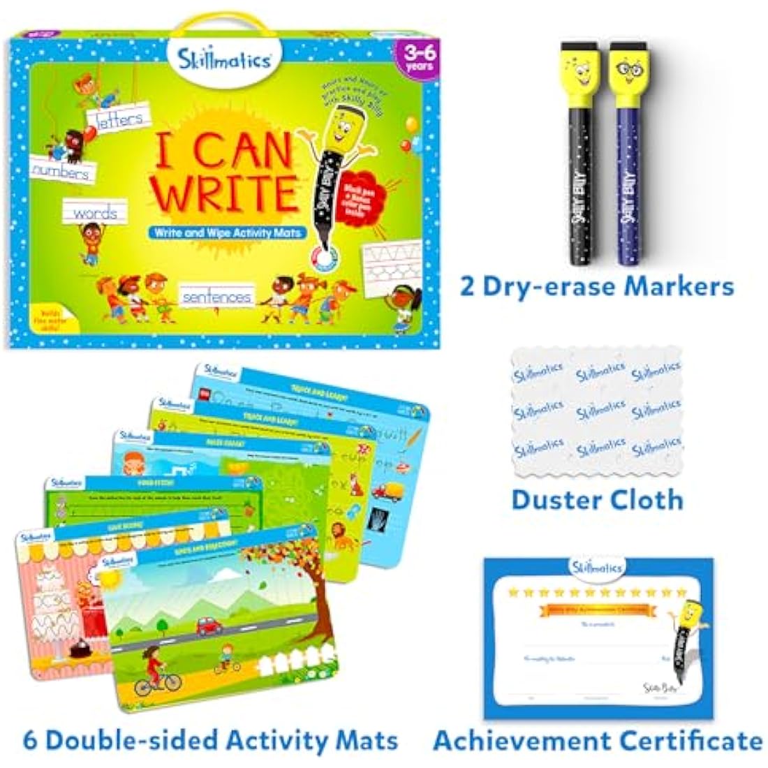 Skillmatics I Can Write - Reusable Preschool Learning Activities, Educational Toy and Game, Back to School Supplies, Gifts for Students, Kids, Toddlers Ages 3, 4, 5, 6