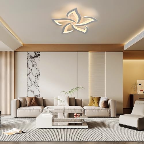 Comely LED Ceiling Light, 60W 6750LM Modern Lamp, Elegant Petal Design Light for Living Room Bedroom Dining Room (Warm Light 3000K, Dia 60cm)