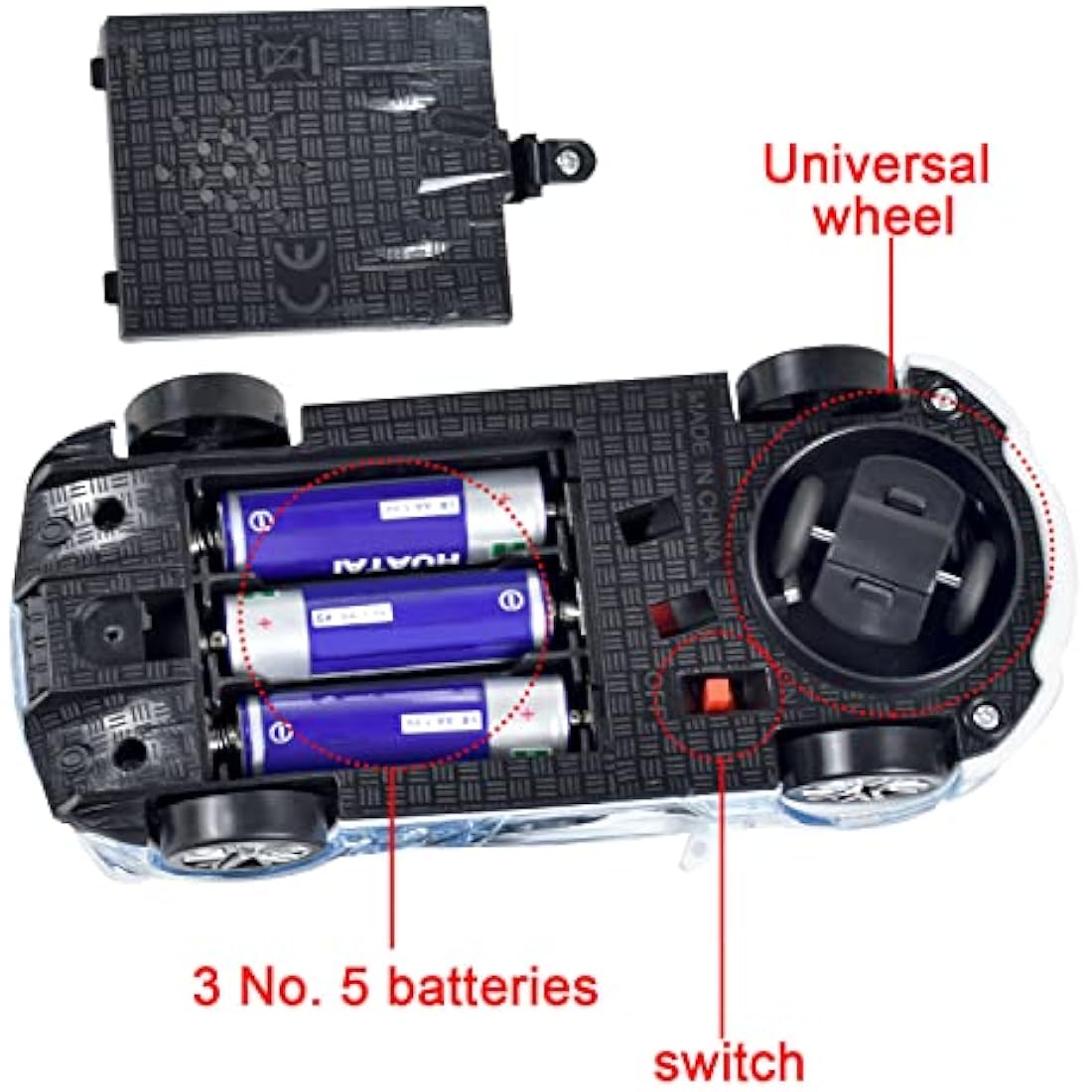 Tuko Police Car Toy with Light and Sound, 1:36 Scale Electric Car Toy for 3+ Years Old Boys and Girls Gift